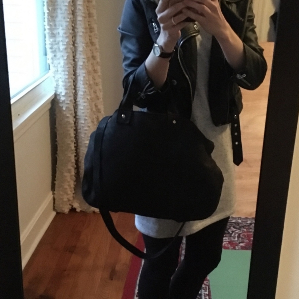 Clare V. Black Suede Leather Crossbody Satchel Bag - Picture 14 of 15